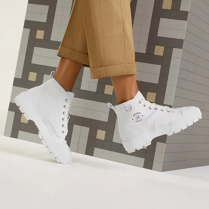 HERMES Itineraire White ankle boots