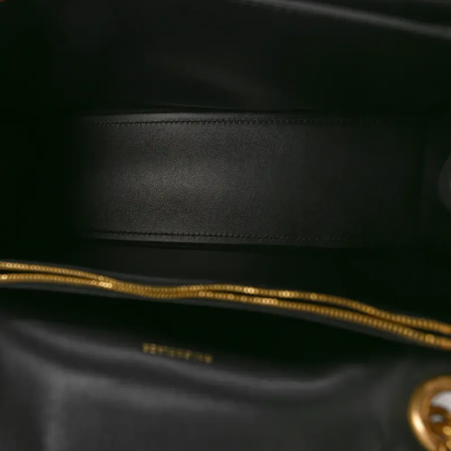 Balenciaga Medium Crush Chain Bag Black Quilted Crushed Calfskin Leather Gold Hardware