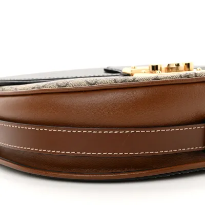 Gucci Small Padlock Messenger Shoulder Bag Beige/Black GG Supreme Monogram Canvas & Calfskin Leather Gold Hardware