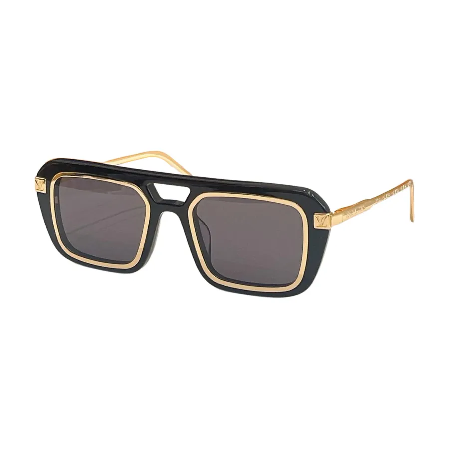 Louis Vuitton square frame glasses leopard gold/marine blue/black silver/black gold color Size 51口22-140