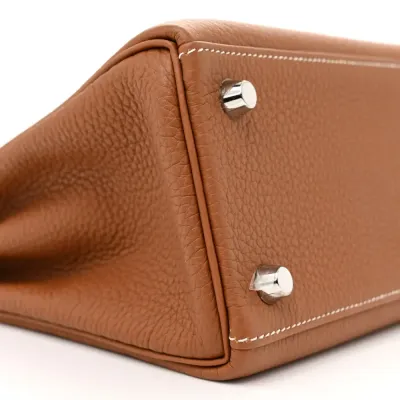 Hermès Kelly Retourne 25 Brown Togo Leather Palladium Hardware