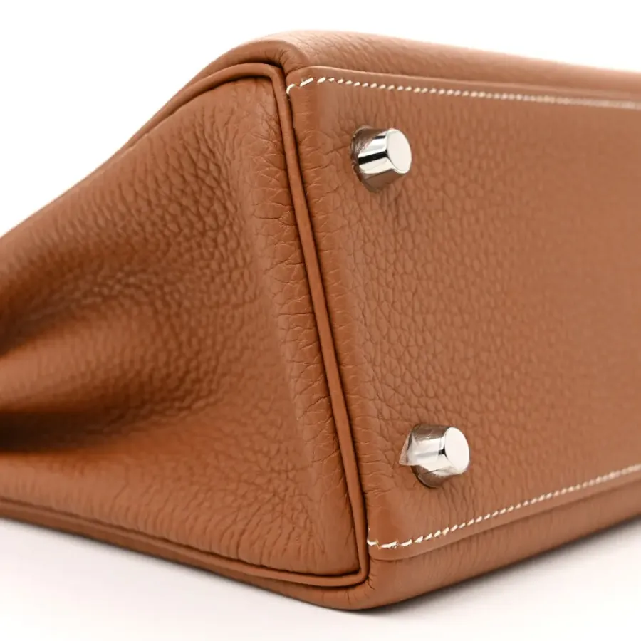 Hermès Kelly Retourne 25 Brown Togo Leather Palladium Hardware