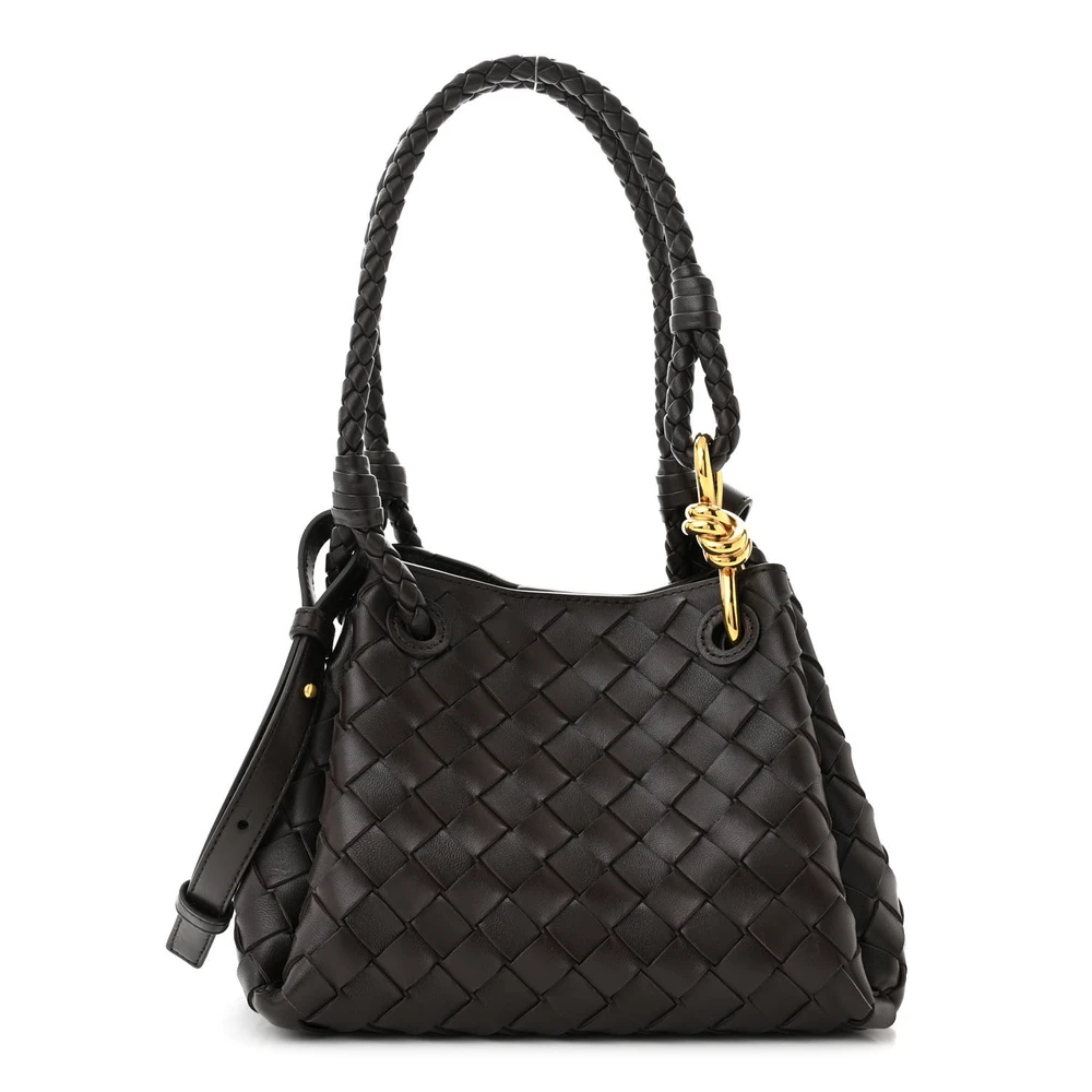 Bottega Veneta Bolsa de Ombro Pequena Intrecciato Paraquedas em Couro Nappa Fondant