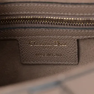 Dior Medium Saddle Bag Warm Taupe Grained Calfskin Leather Gold Hardware