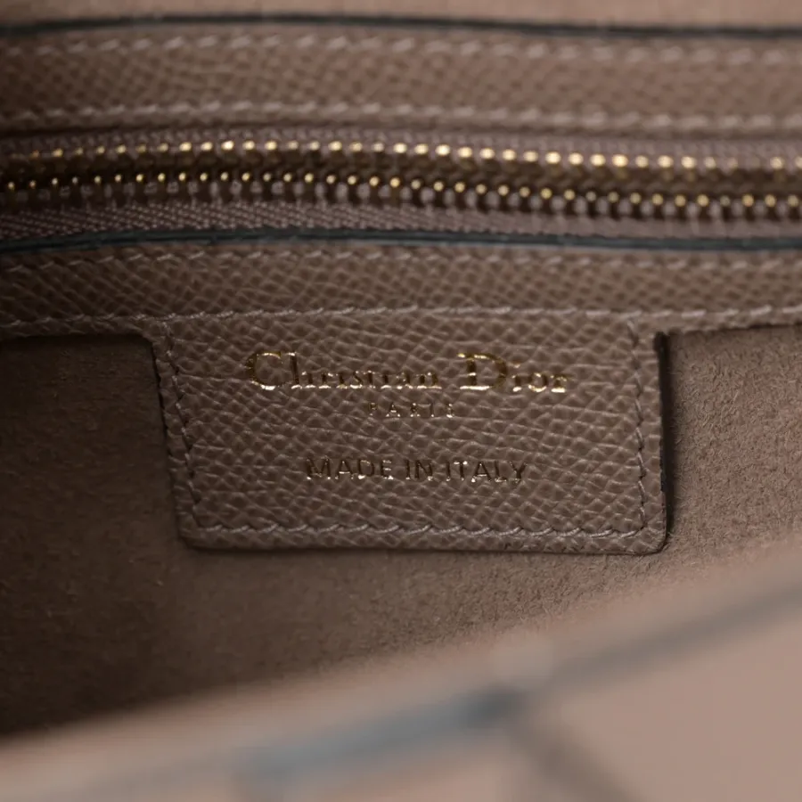 Dior Medium Saddle Bag Warm Taupe Grained Calfskin Leather Gold Hardware