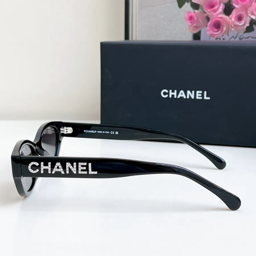 CHANEL round frame glasses black color SIZE 54-19-145
