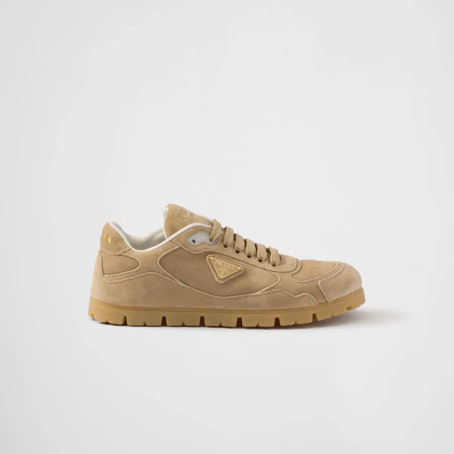 PRADA Faded suede leather sneakers