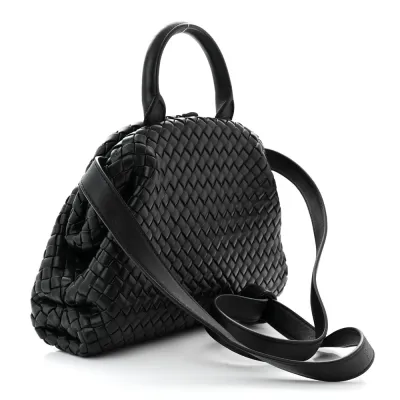 Bottega Veneta Small Intrecciato Padded The Handle Black Nappa Leather