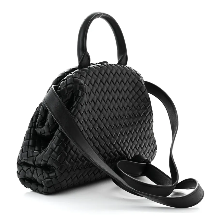 Bottega Veneta Small Intrecciato Padded The Handle Black Nappa Leather