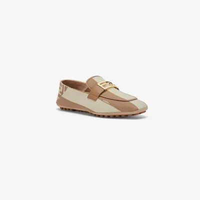FENDI Beige canvas loafers