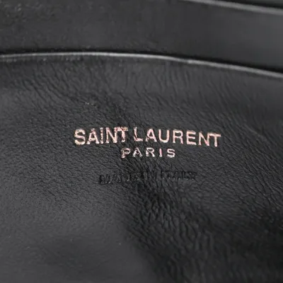 Saint Laurent Mini Lou Camera Bag Black Monochrome Monogram Calfskin Matelasse Leather Black Hardware