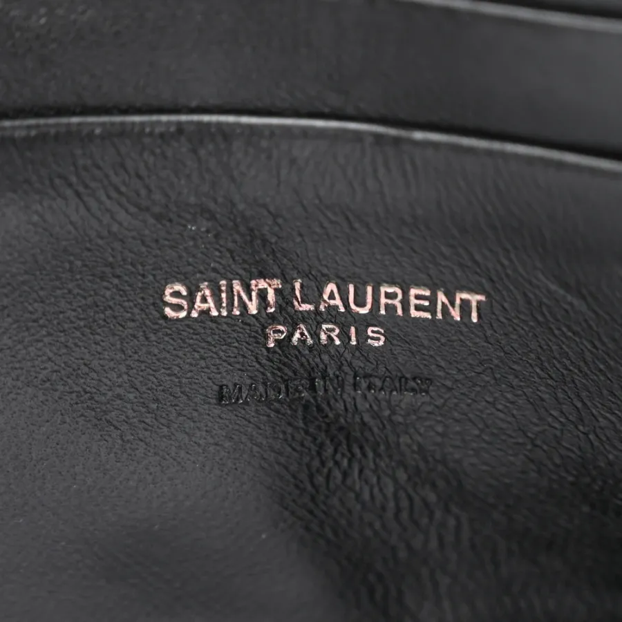Saint Laurent Mini Lou Camera Bag Black Monochrome Monogram Calfskin Matelasse Leather Black Hardware