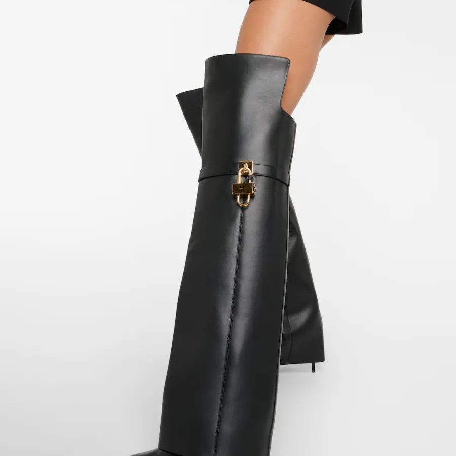 GIVENCHY Black leather knee-high boo