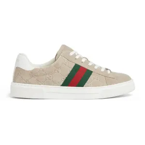 Gucci Ace series grey sneakers woven fabric women's sports shoes