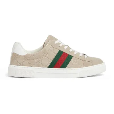 Gucci Ace series grey sneakers woven fabric women's sports shoes