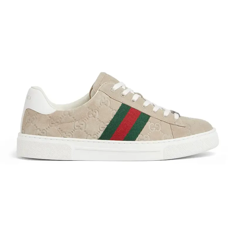 Gucci Ace series grey sneakers woven fabric women's sports shoes
