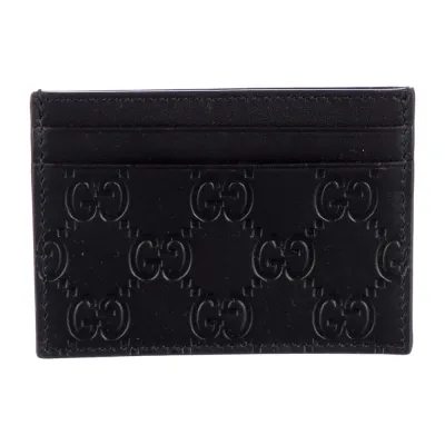 Gucci Small Card Holder Black GG Signature Leather