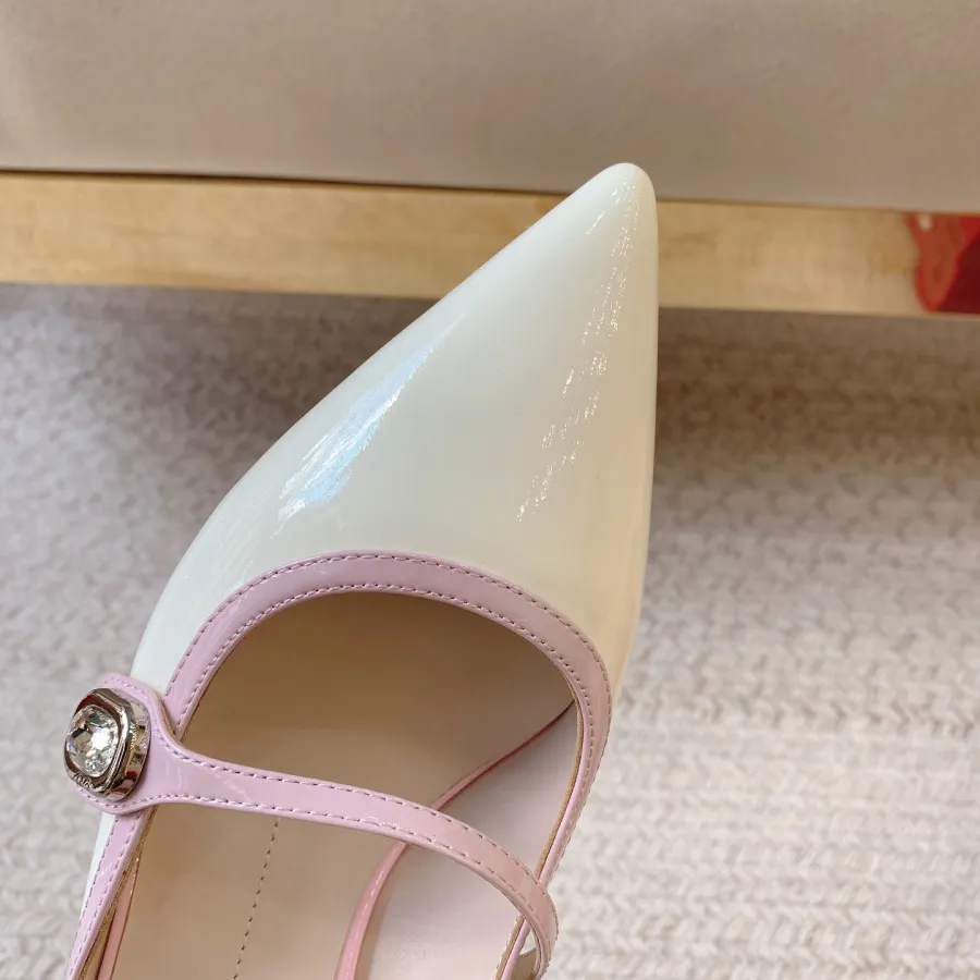 Roger Vivier Virgule Sandals In Black/White/Pink Leather (Heel Height 5.5cm)