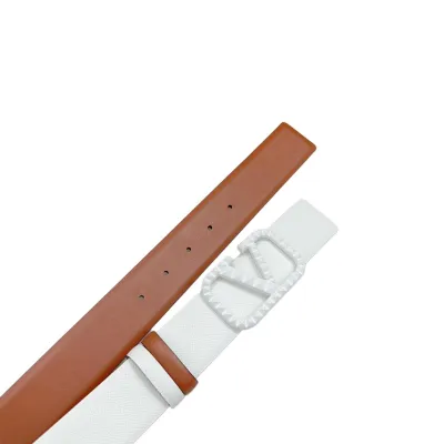 Valentino V Buckle With Rockstud Belt In White/Black/Blue/Brown/Red Calfskin With Black/Gold/Silver Hardware 40mm