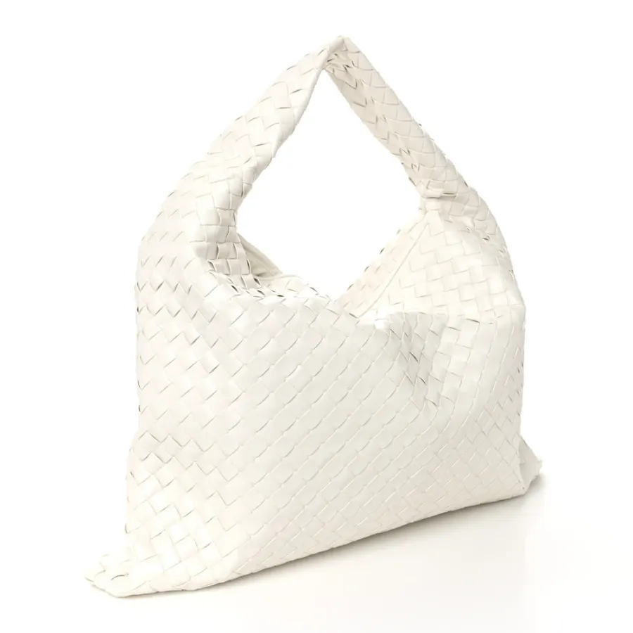 Bottega Veneta Large Intrecciato Hop White Nappa Leather
