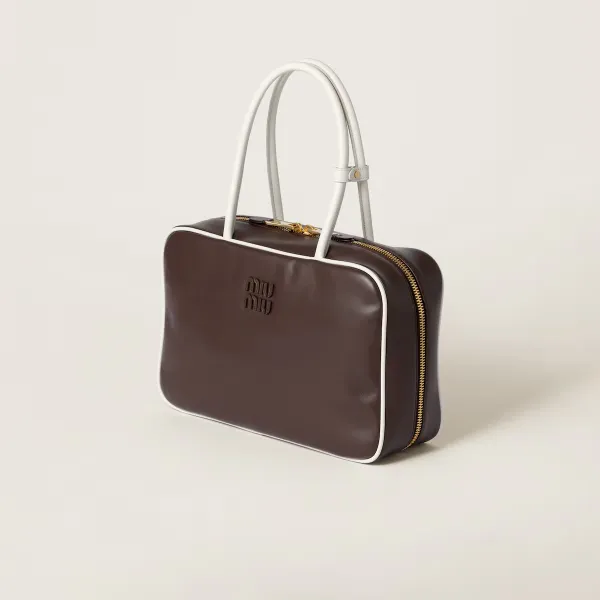 Miu Miu Beau Calfskin Leather Brown Top-Handle Bags - Image 3