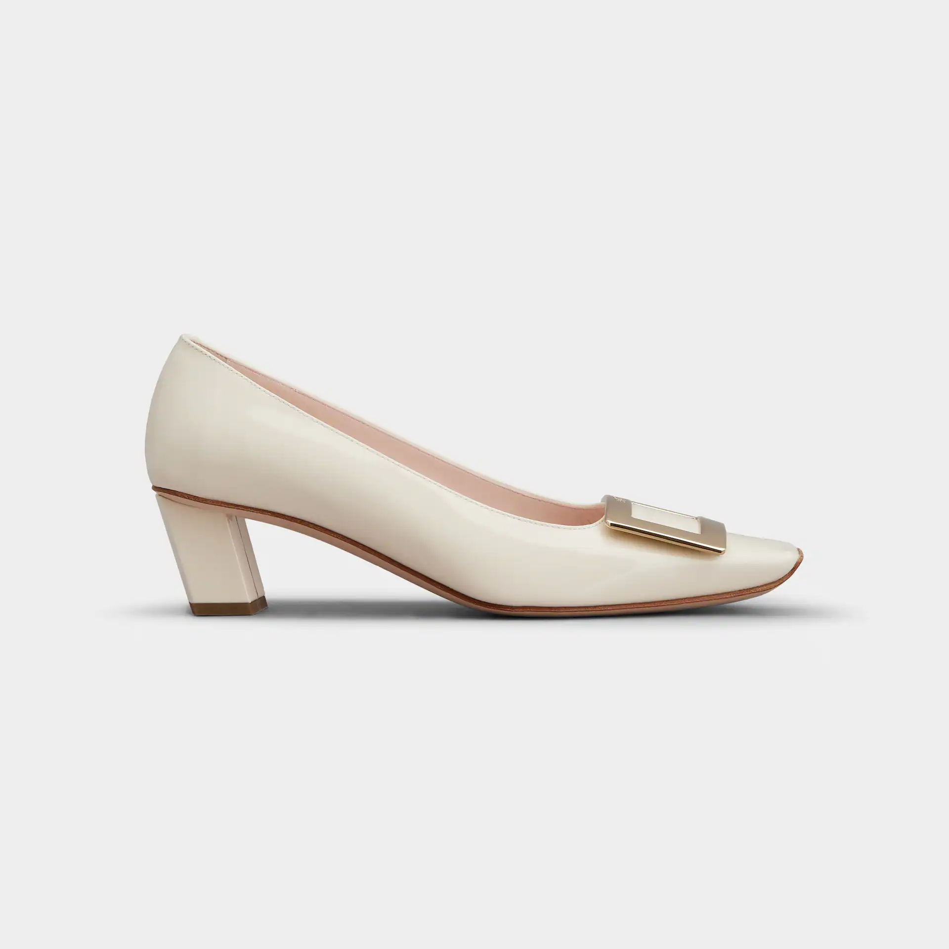 Roger Vivier Belle Vivier Pumps Salto Alto Em Couro Bezerro Branco Com Fivela Metálica (Altura do Salto 4,5cm)