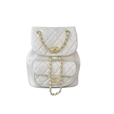 Chanel Pink / Yellow / White / Black Quilted Lambskin Leather Backpacks