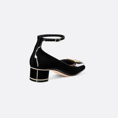 Dior black chunky heels square head high heels shoes