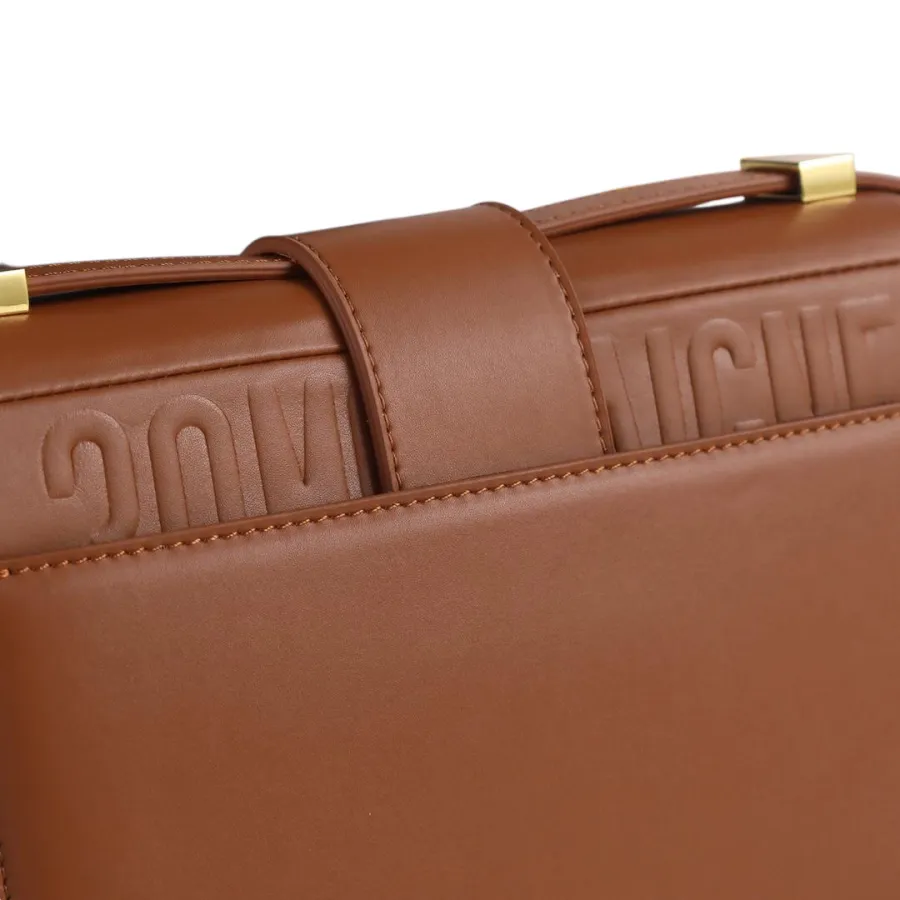 Dior 30 Montaigne Bag In Dark Bronze/Beige/White/Black Box Calfskin Gold Hardware