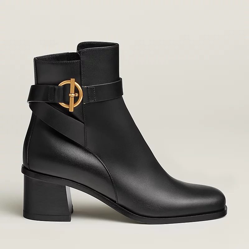 HERMES Jill botas pretas de tornozelo