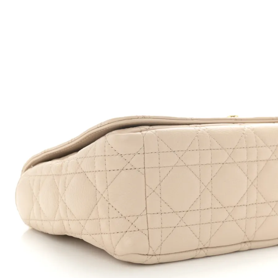 Dior Medium Caro Bag Beige Supple Cannage Calfskin Leather Gold Hardware
