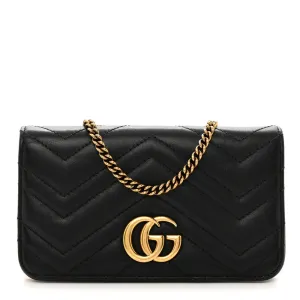 Gucci Mini GG Marmont Bag Black Calfskin Matelassé Leather Aged Gold Hardware
