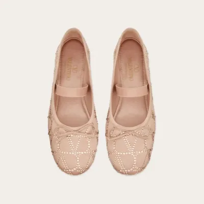 VALENTINO V logo ballet flats with imitation crystal trim