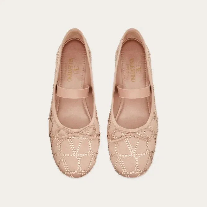 VALENTINO V logo ballet flats with imitation crystal trim