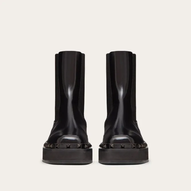 VALENTINO M-WAY ROCKSTUD Women's calf leather ankle boots (heel 5cm high)