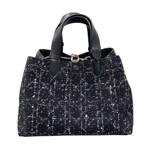 Dior Medium Dior Toujours Bag In Black Tweed with White Cannage Motif With Gold Hardware - Image 2