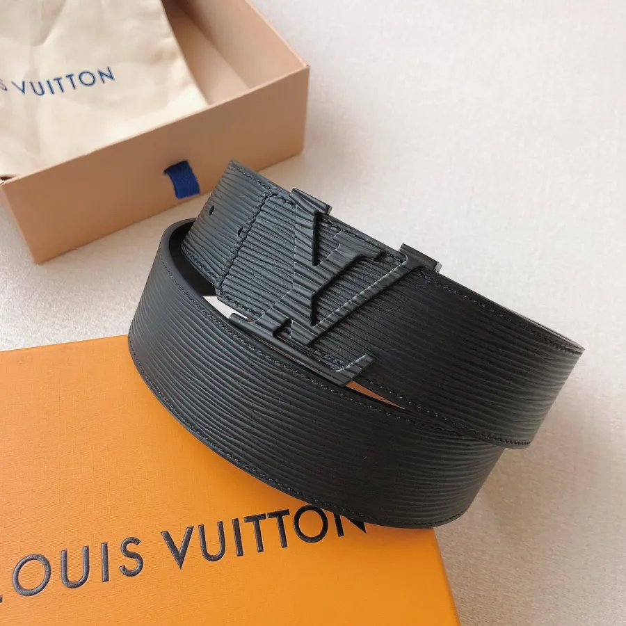 Louis Vuitton Men's Initiales Epi Belt In Black Calfskin With Black/Gold/Silver Hardware 40mm