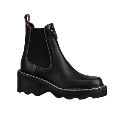 Louis Vuitton Chelsea black platform ankle boots