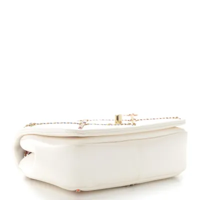 Luxury Entwined Chain Flap Bag | White Multicolor