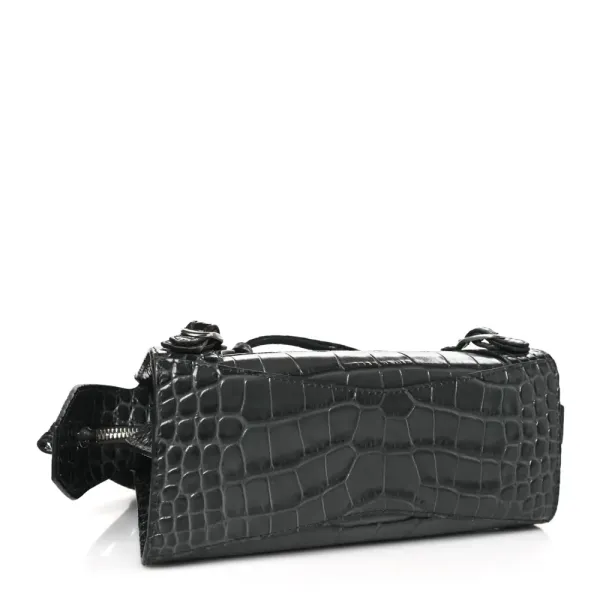 Balenciaga Mini Neo Classic City Bag Dark Grey Crocodile Embossed Calfskin Leather Silver Hardware - Image 6