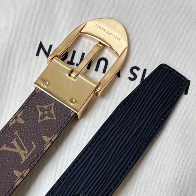 Louis Vuitton Women's Timeless Epi Belt In Black/Red/Pink Calfskin And Monogram Canvas With Gold/Silver Hardware 30mm