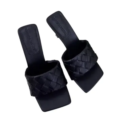 Bottega Veneta Parco Mule In Black Intrecciato Leather Mule (Heel Height 9cm)