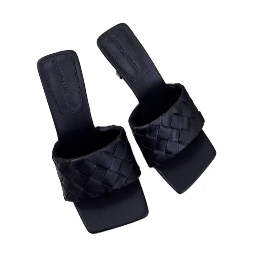 Bottega Veneta Parco Mule In Black Intrecciato Leather Mule (Heel Height 9cm)