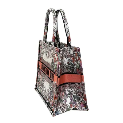 Dior Medium Dior Book Tote Ecru Multicolor 4 Saisons Printemps Soleil Embroidered Canvas
