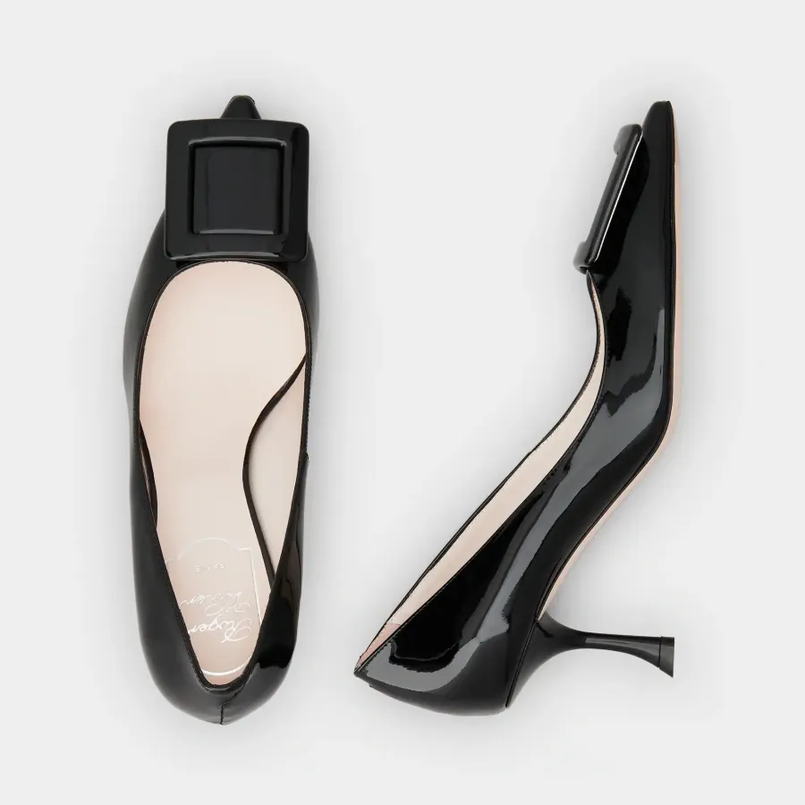 Roger Vivier Viv' In The City Pumps High Heels In Black Patent Leather With Lacquered Metal Buckle (Heel Height 6.5cm)