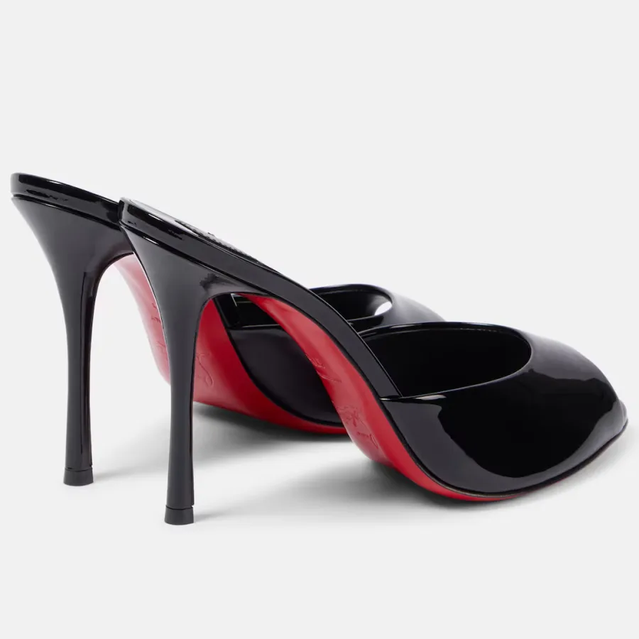 Christian Louboutin Black patent leather high-heeled sandal slippers