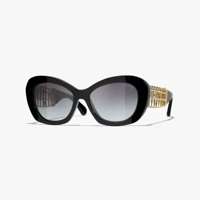 CHANEL glasses black gold color size 55口18-140