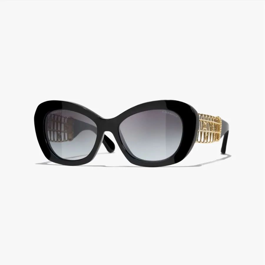 CHANEL glasses black gold color size 55口18-140