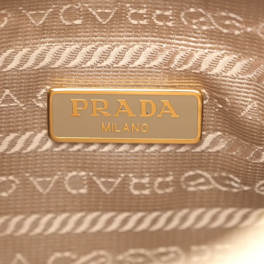 Prada Mini Effect Crochet Re-Edition 2000 Shoulder Bag Naturale Yarn Raffia Gold Hardware