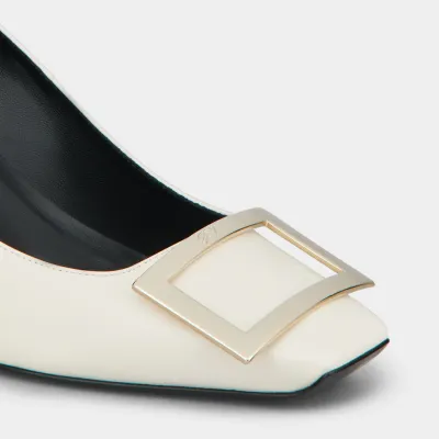 Roger Vivier Trompette Pumps High Heels In White Calfskin Leather With Metal Buckle (Heel Height 7cm)